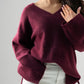 Ella V-Neck Jumper In Bordeaux