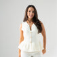 Kendra Split Neck Peplum Waistcoat In Cream