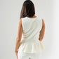 Kendra Split Neck Peplum Waistcoat In Cream