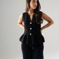 Kendra Split Neck Peplum Waistcoat In Black