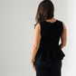 Kendra Split Neck Peplum Waistcoat In Black