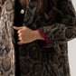 Love Laura Burgundy Lined Coat In Leopard