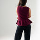 Kendra Split Neck Peplum Waistcoat In Bordeaux