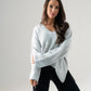 Ella V-Neck Jumper In Light Grey