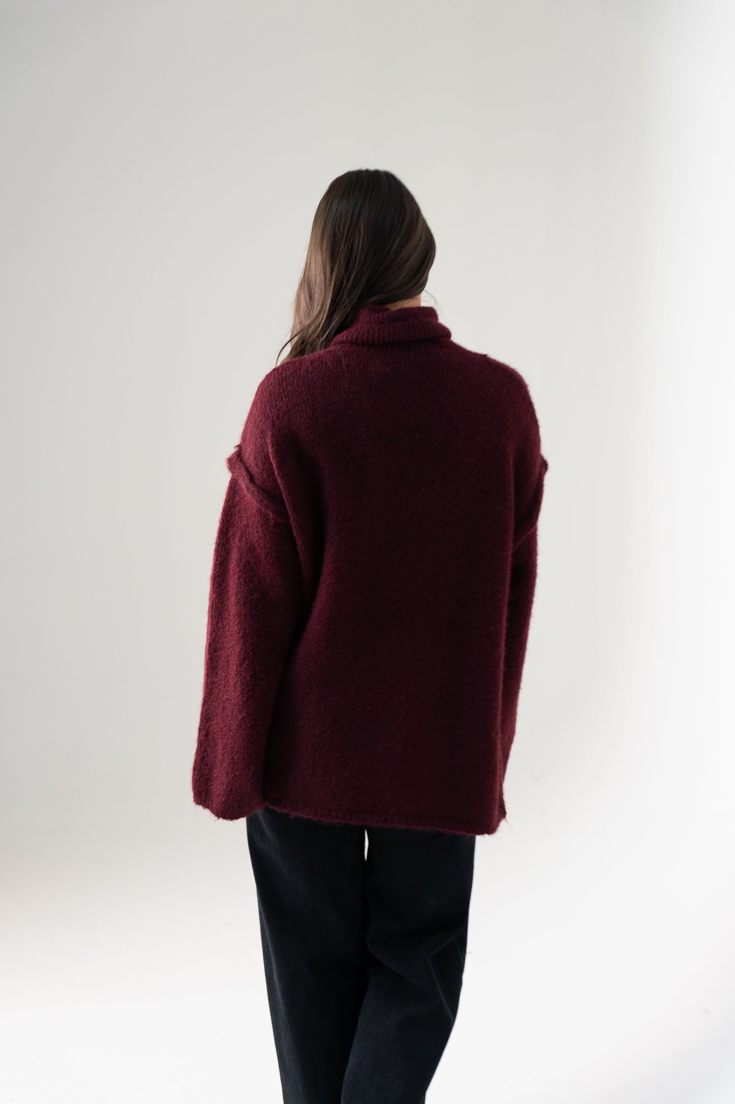 Kendra Polo Neck Jumper In Burgundy