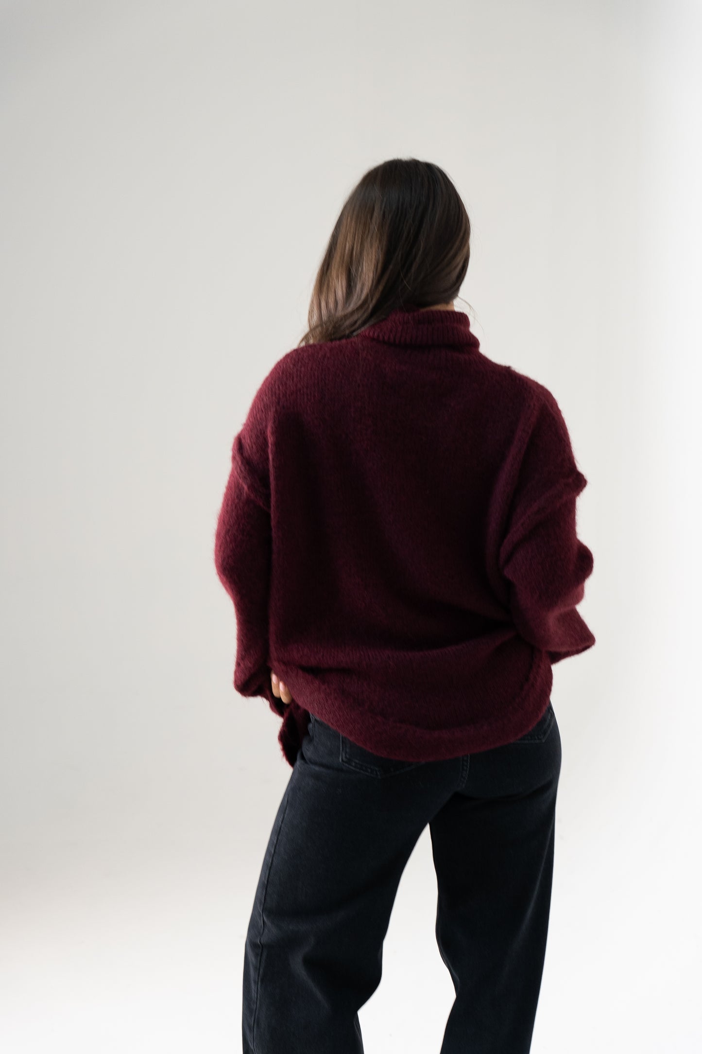 Kendra Polo Neck Jumper In Burgundy