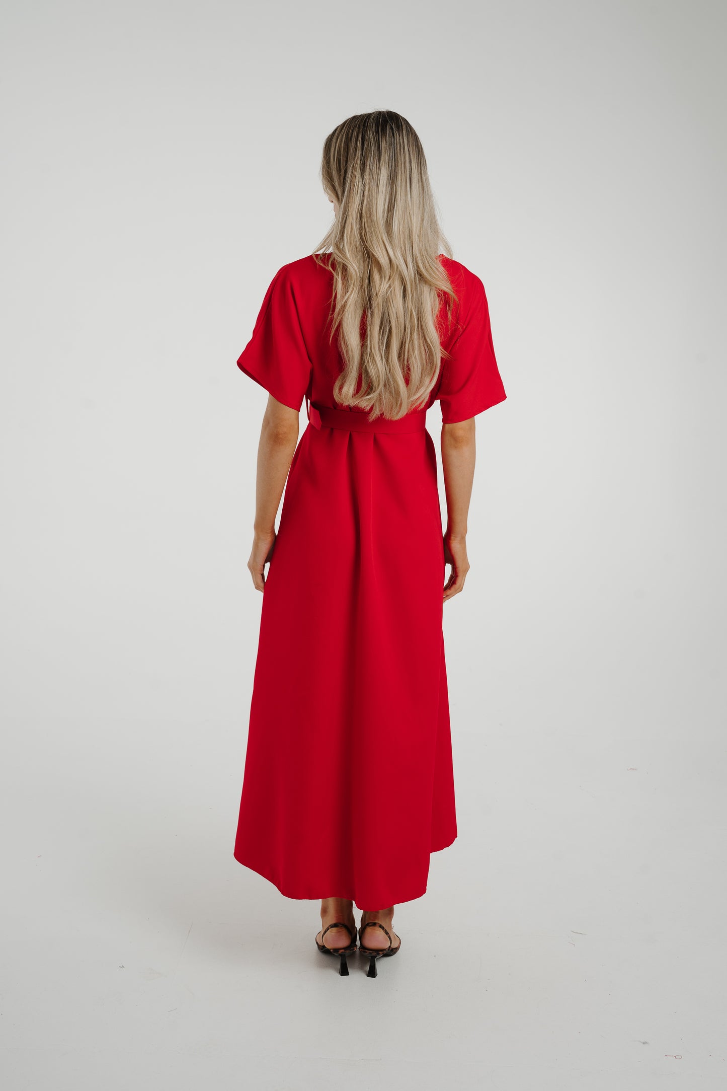 Polly Belted Maxi Dress In Red
