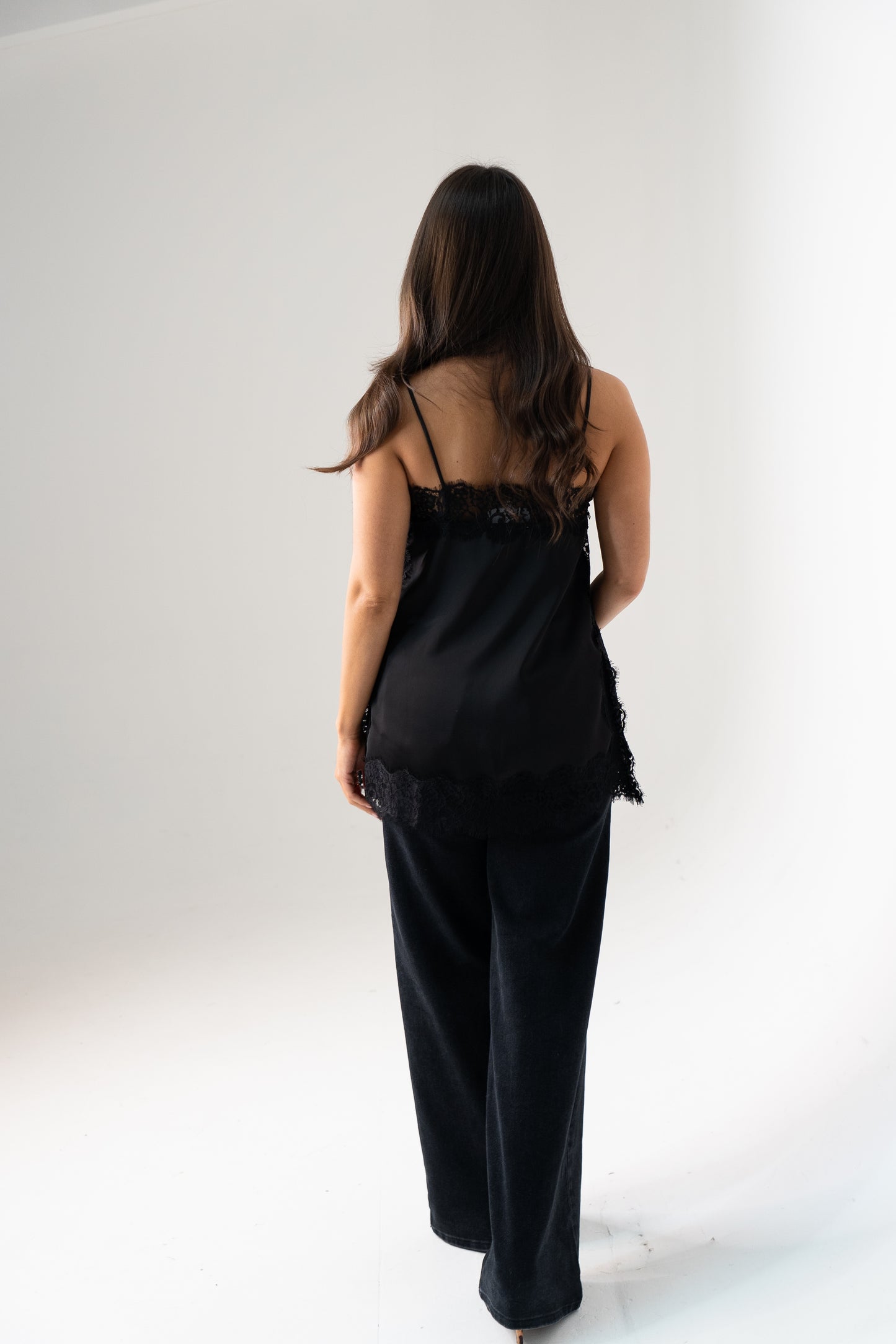 Millie Lace Trim Cami In Black