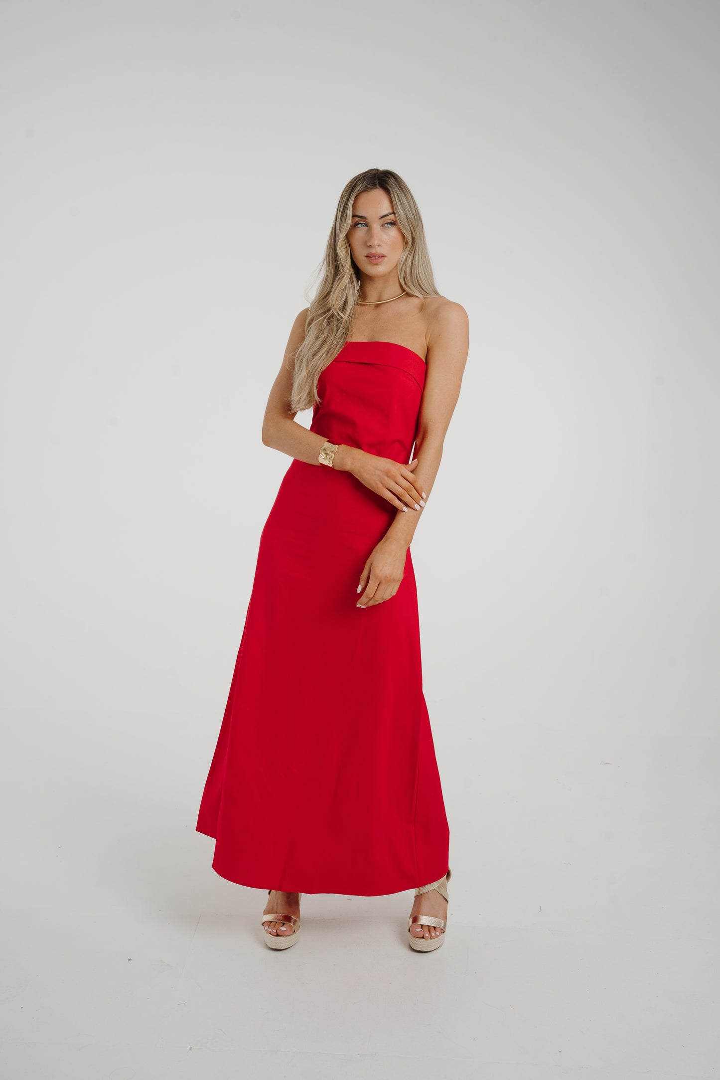 Holly Bandeau Maxi Dress In Red