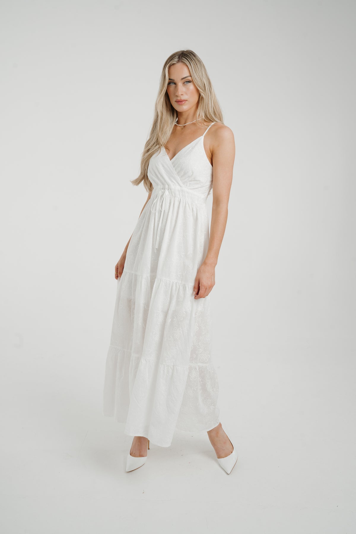 Millie Embroidered Sun Dress In White