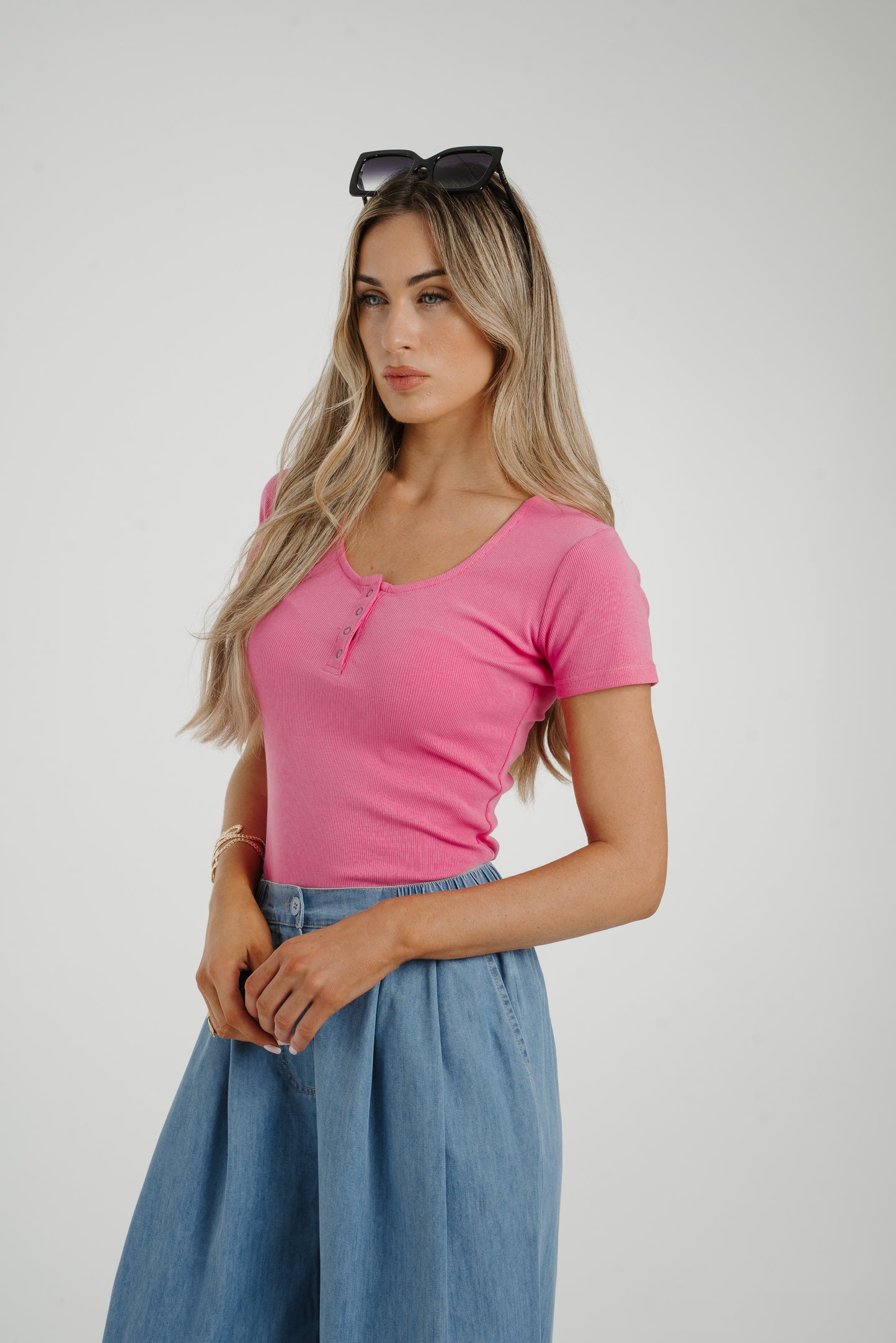 Ally Ribbed Top In Pink