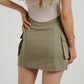 Elsa Cargo Mini Skirt In Khaki