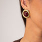 Olive Textured Gold Earrings In Red