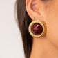 Olive Textured Gold Earrings In Red