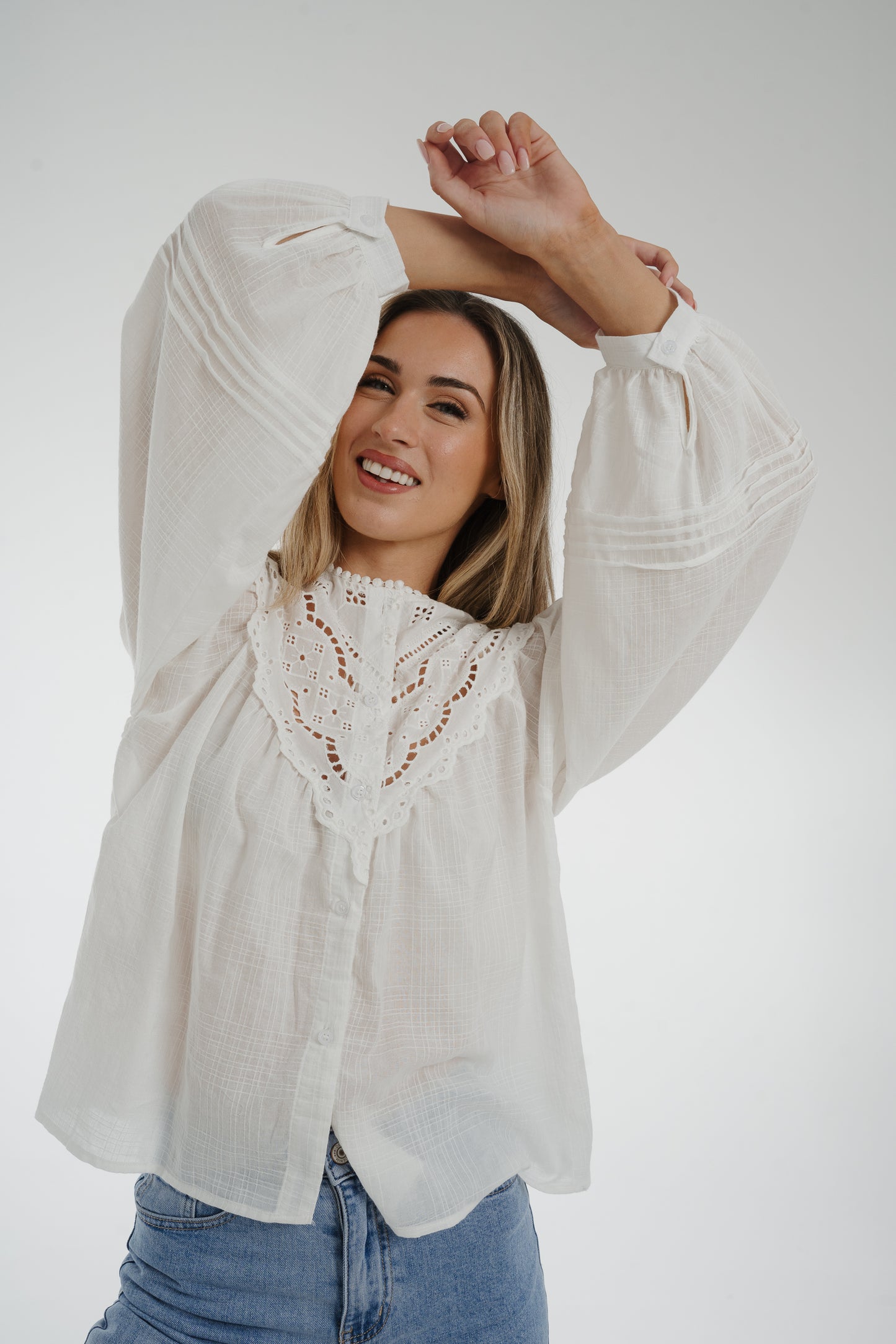 Elsa Lace Detail Blouse In White