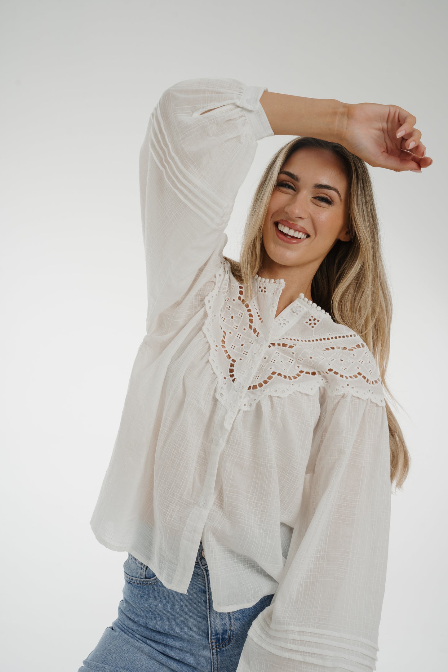 Elsa Lace Detail Blouse In White