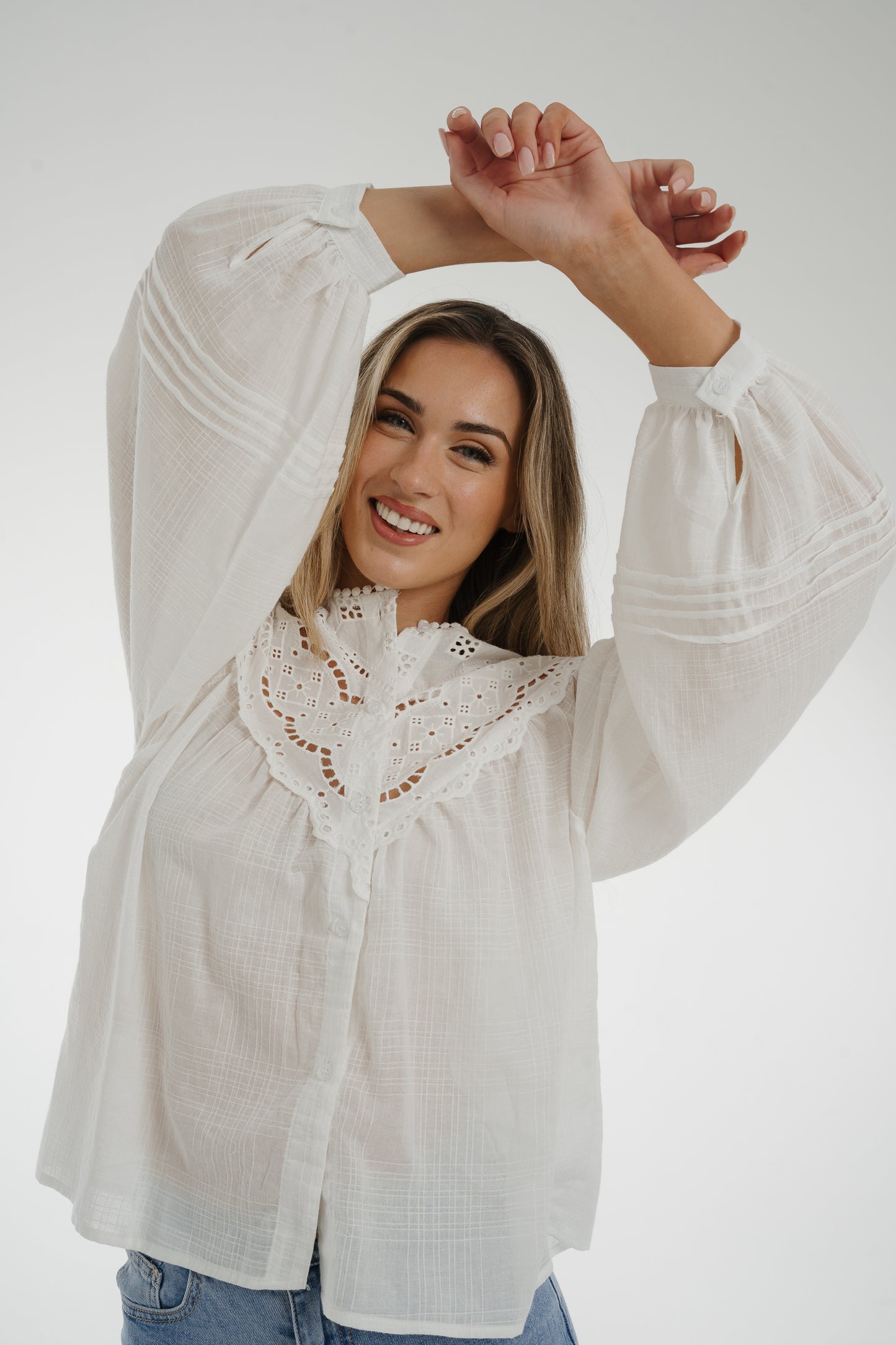 Elsa Lace Detail Blouse In White