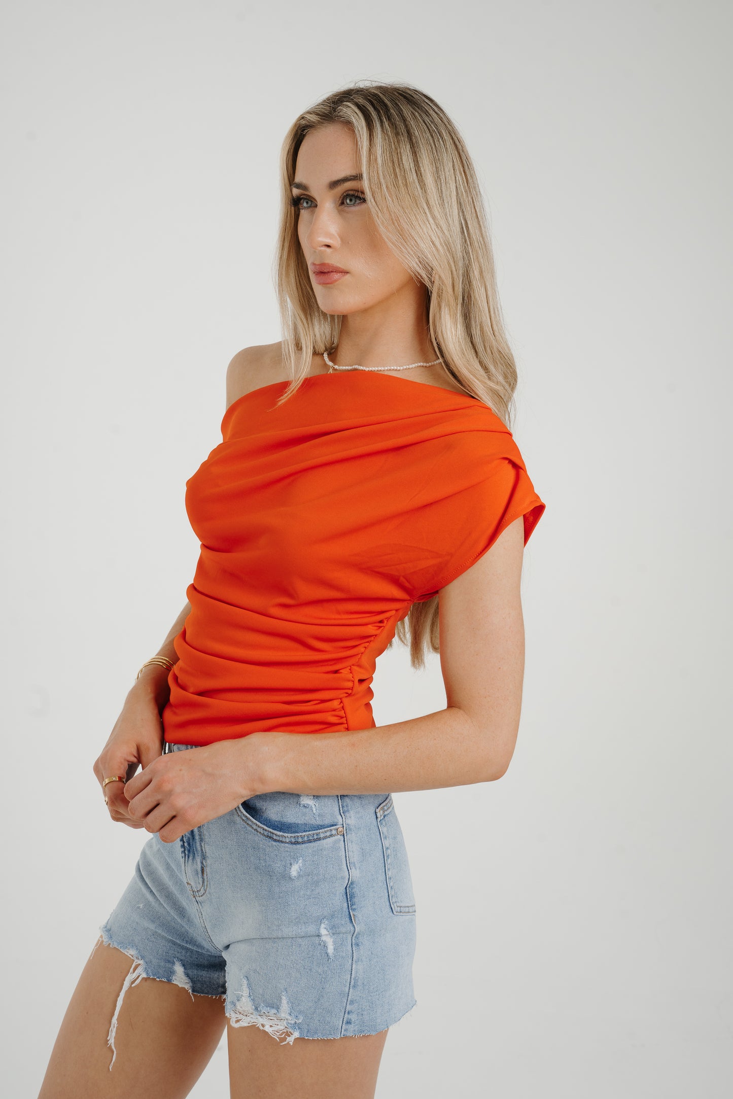 Holly Drape Top In Orange