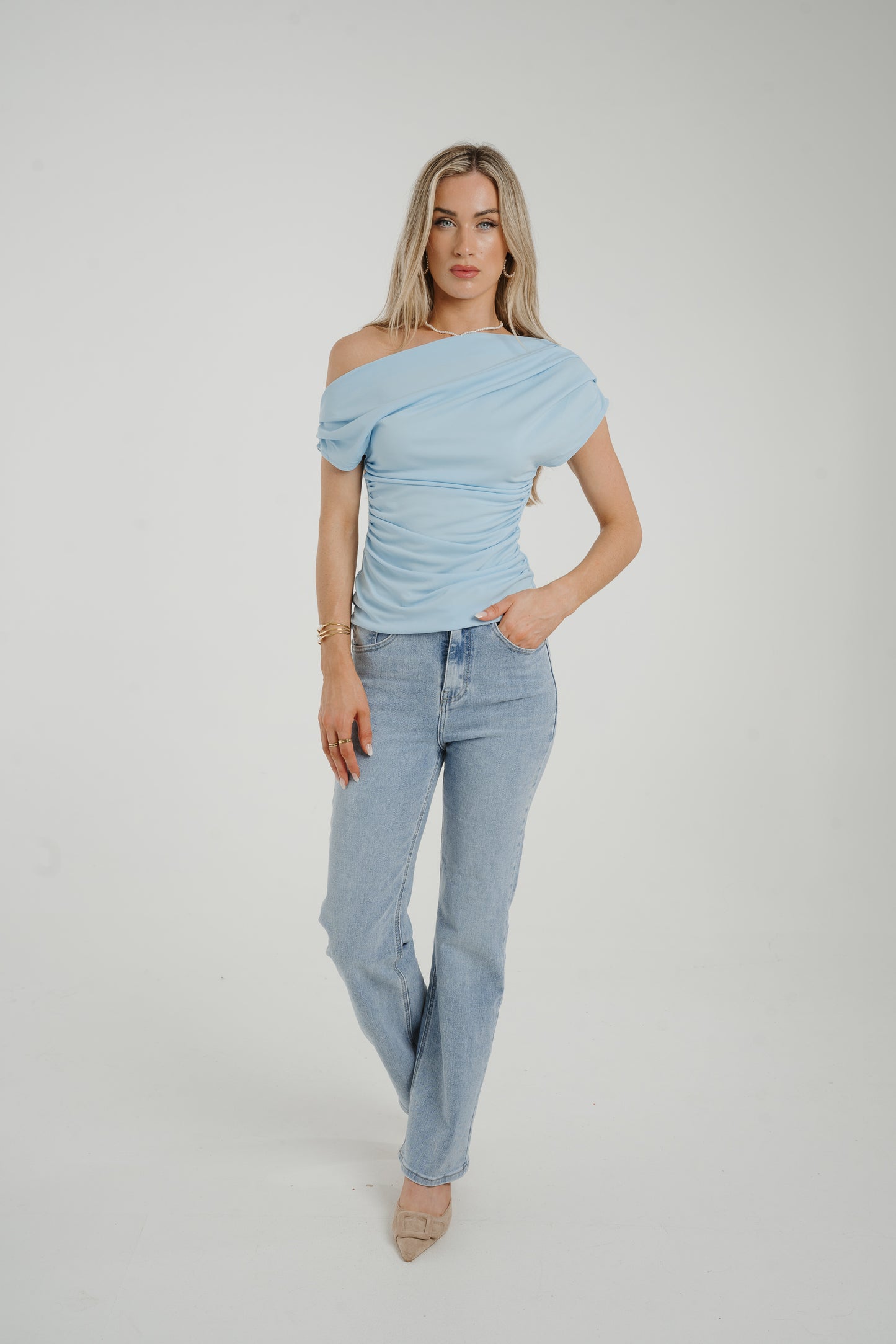 Holly Drape Top In Blue
