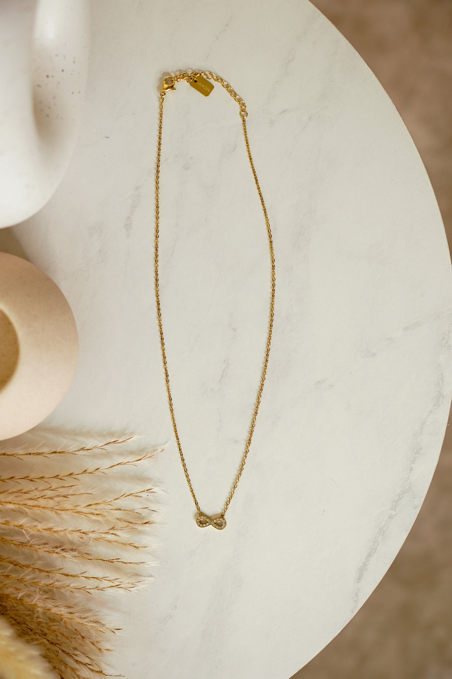 Olive Infinity Necklace In Gold