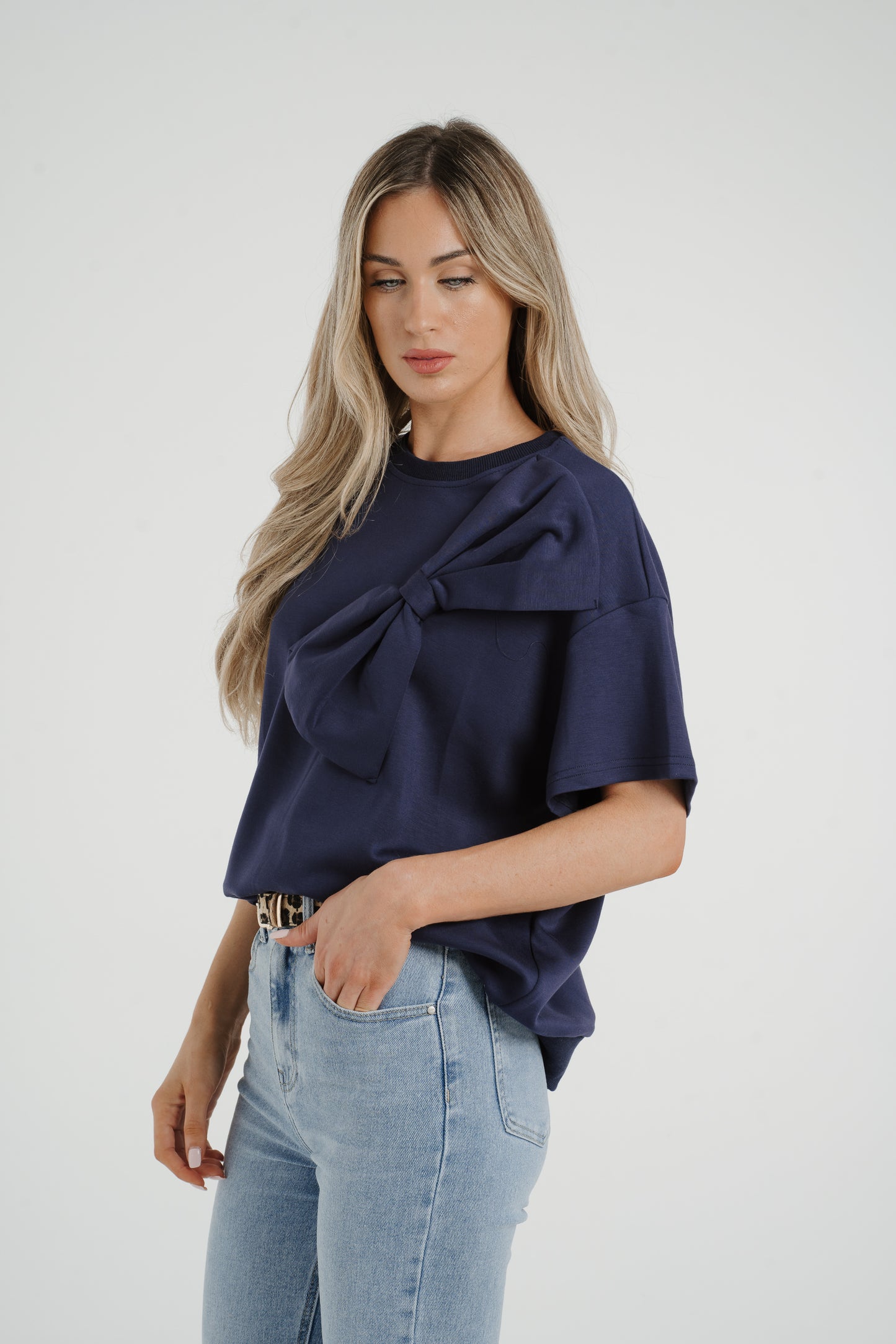 Ally Bow Front Top In Navy