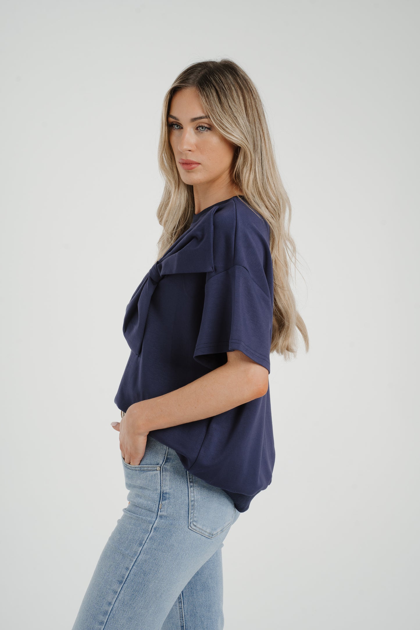 Ally Bow Front Top In Navy