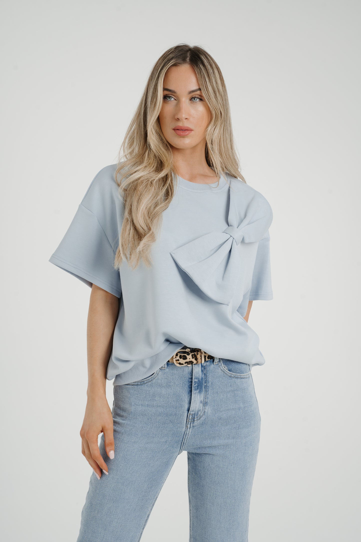Ally Bow Front Top In Sky Blue