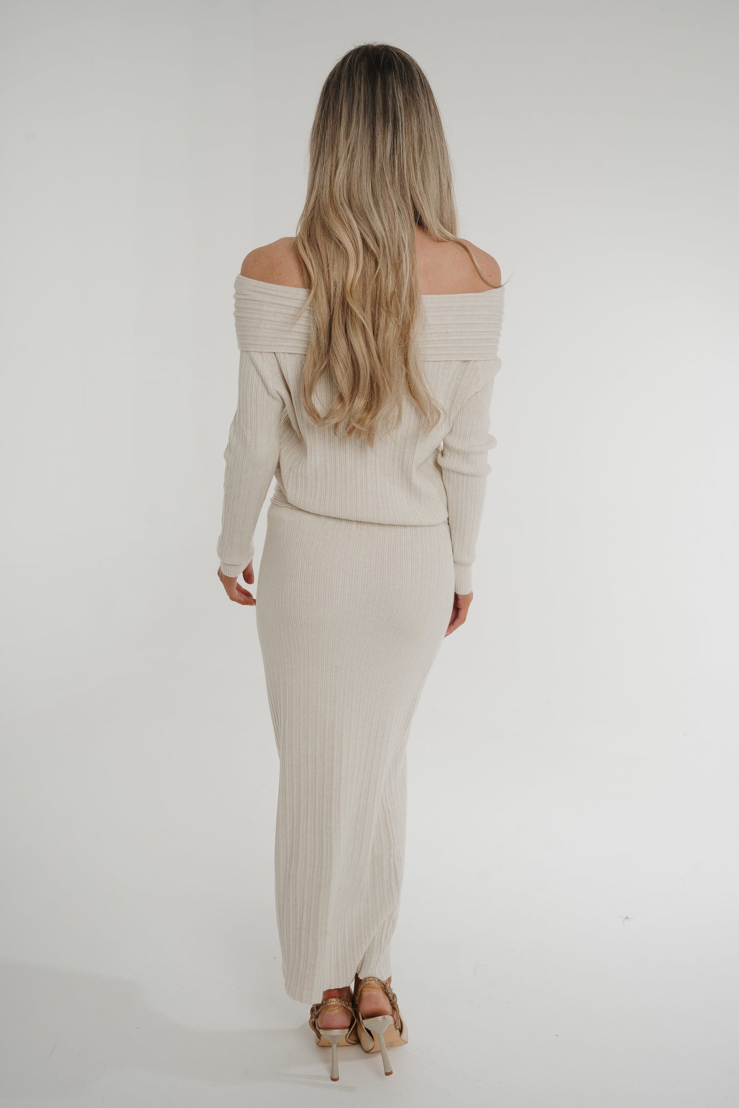 Holly Bardot Knit Two Piece In Neutral