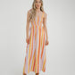 Frankie Stripe Tie Shoulder Dress In Coral Mix