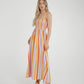 Frankie Stripe Tie Shoulder Dress In Coral Mix