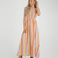 Frankie Stripe Tie Shoulder Dress In Coral Mix