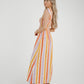 Frankie Stripe Tie Shoulder Dress In Coral Mix