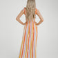 Frankie Stripe Tie Shoulder Dress In Coral Mix