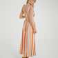 Frankie Stripe Tie Shoulder Dress In Coral Mix