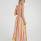 Frankie Stripe Tie Shoulder Dress In Coral Mix