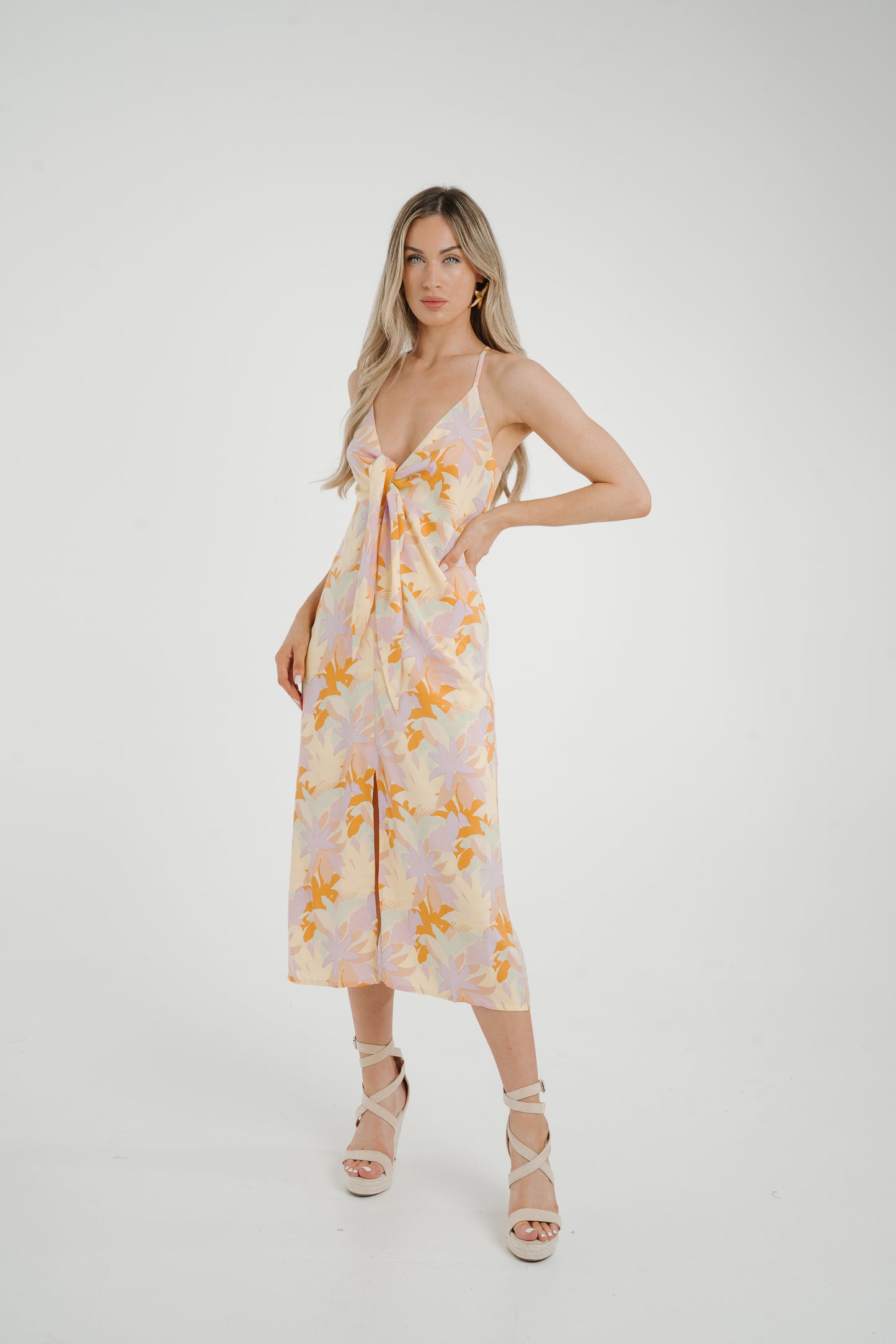 Frankie Tie Front Dress In Pastel Floral