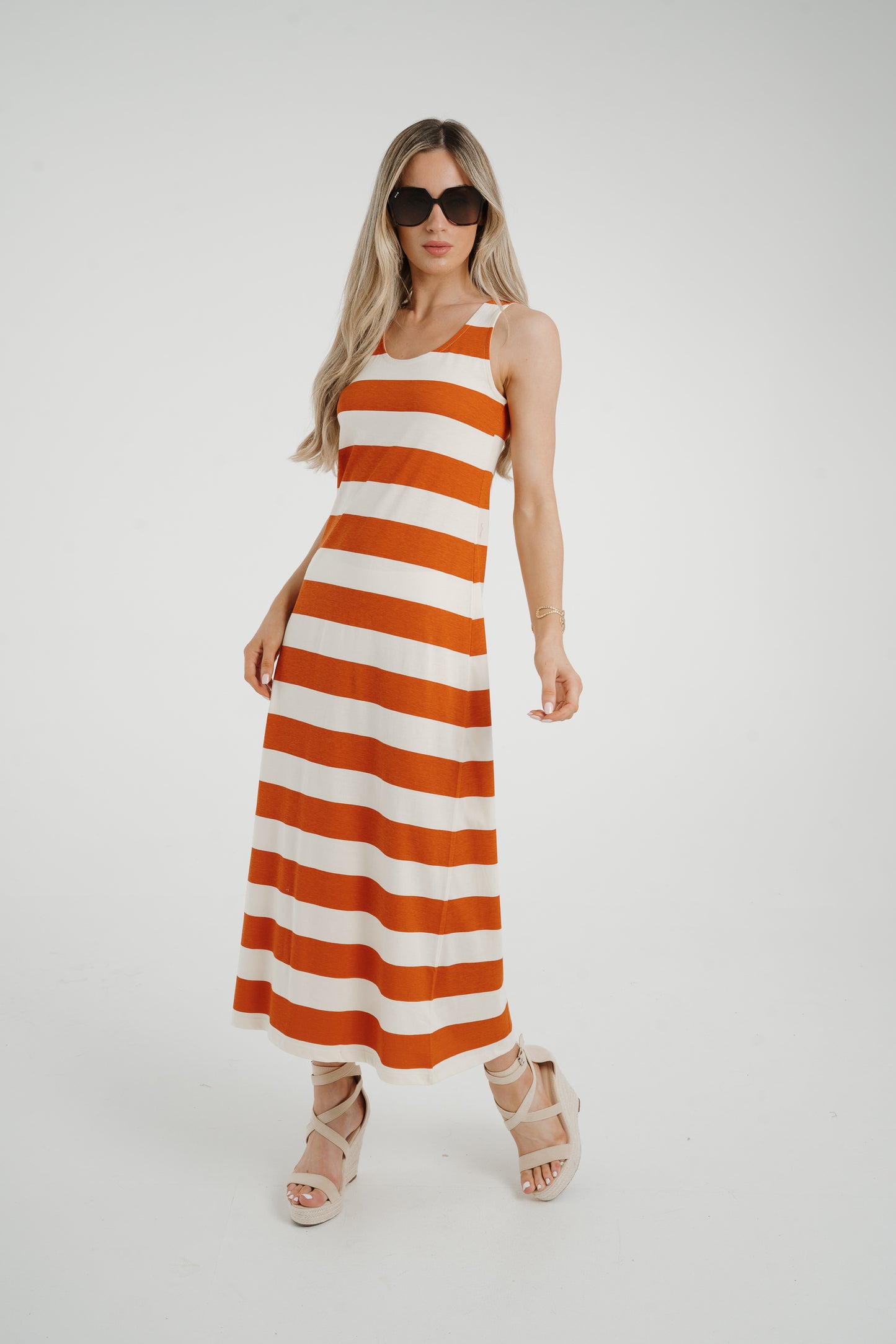 Frankie Stripe Sun Dress In Orange Mix