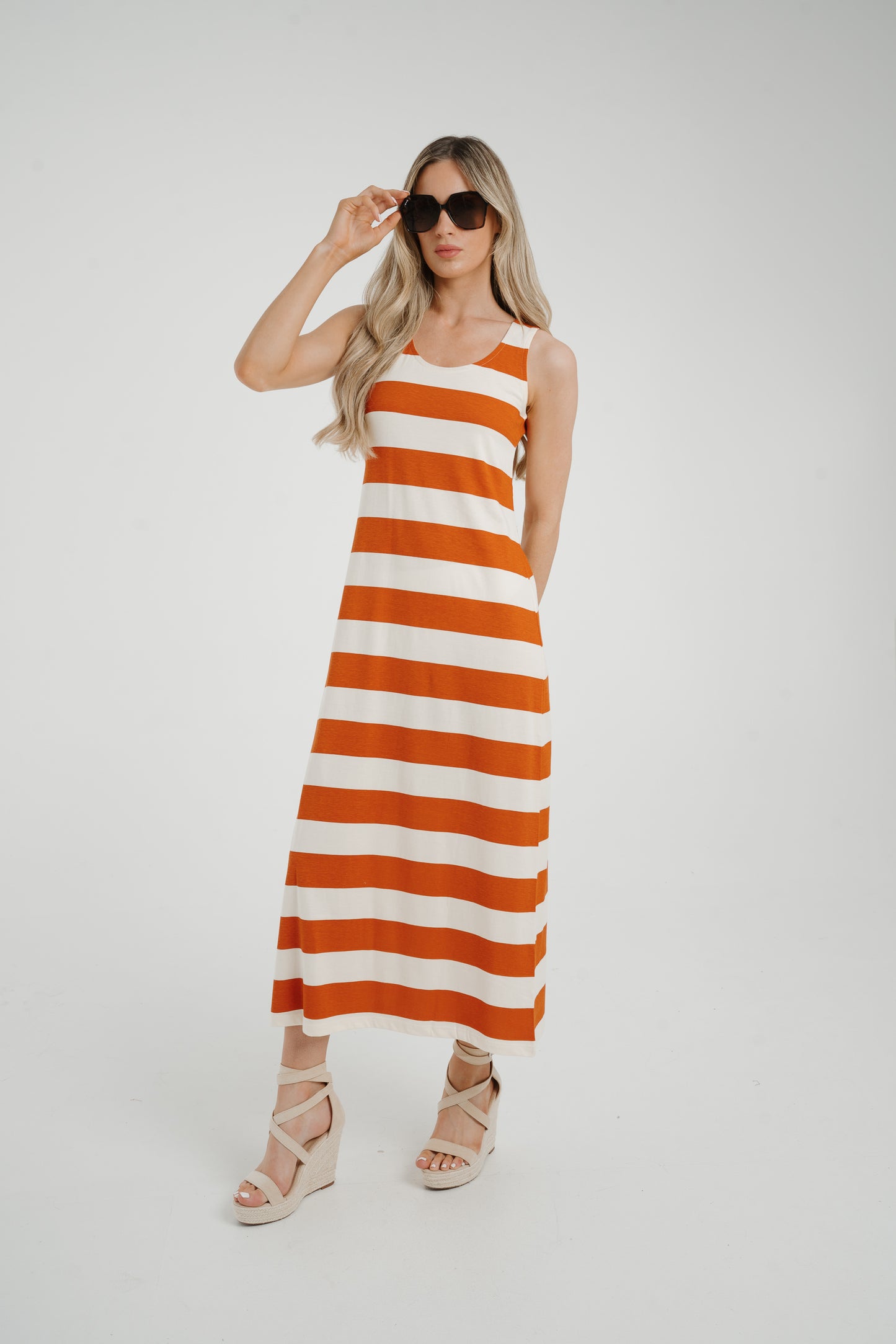 Frankie Stripe Sun Dress In Orange Mix