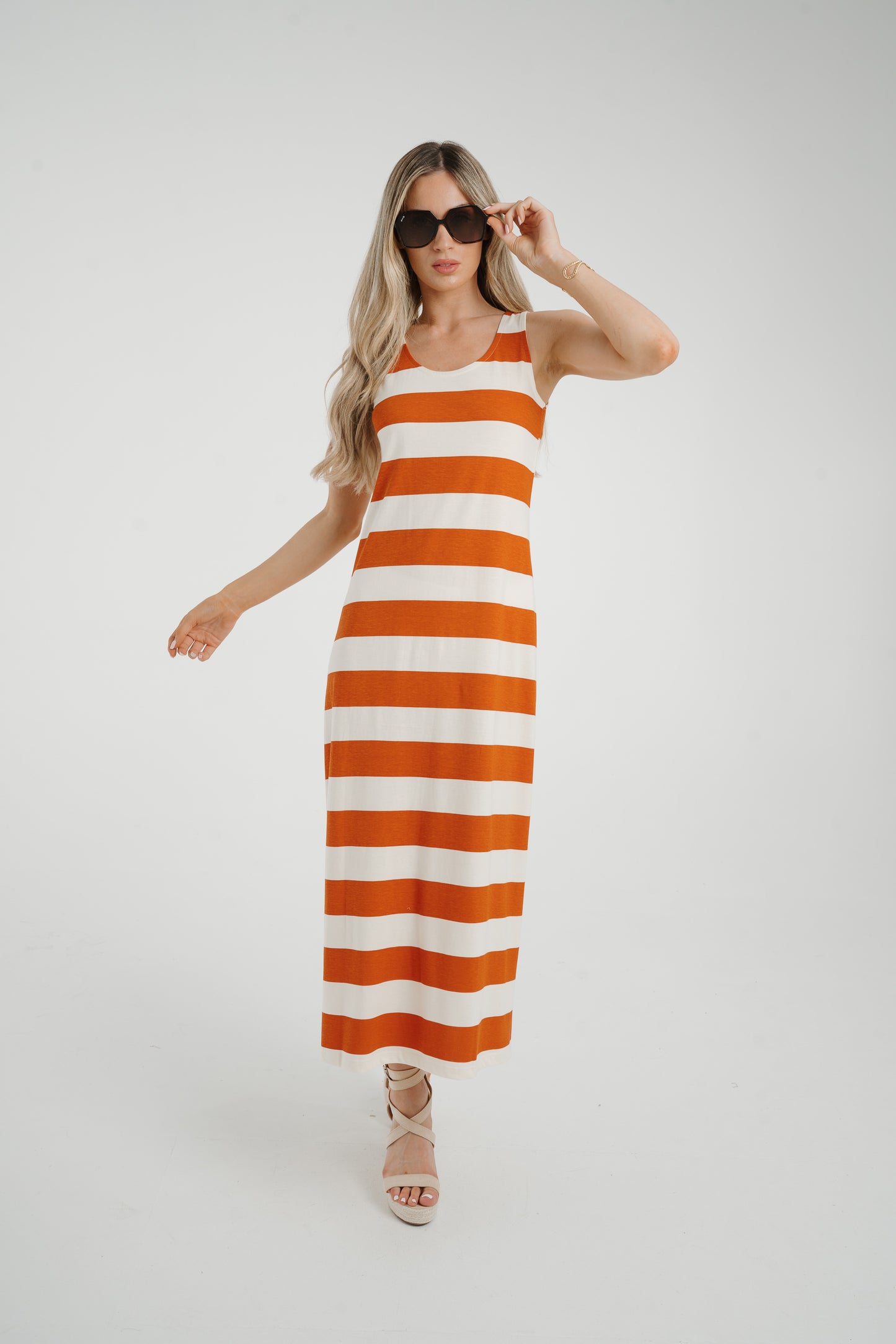 Frankie Stripe Sun Dress In Orange Mix