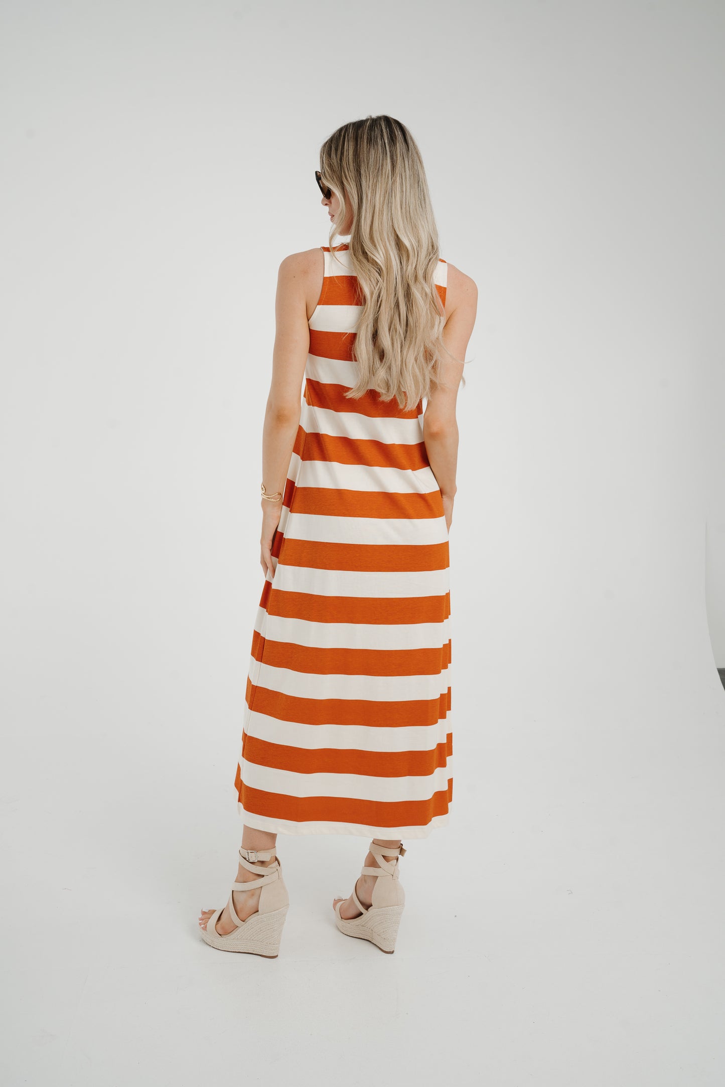 Frankie Stripe Sun Dress In Orange Mix