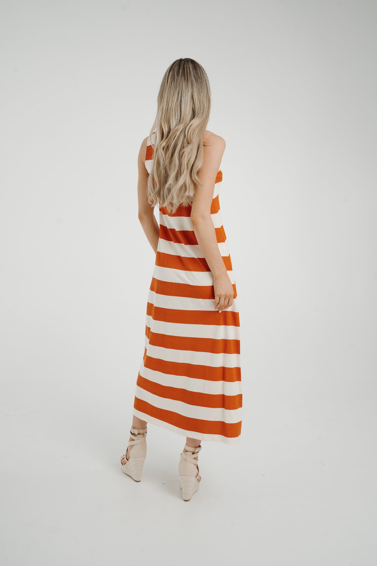 Frankie Stripe Sun Dress In Orange Mix