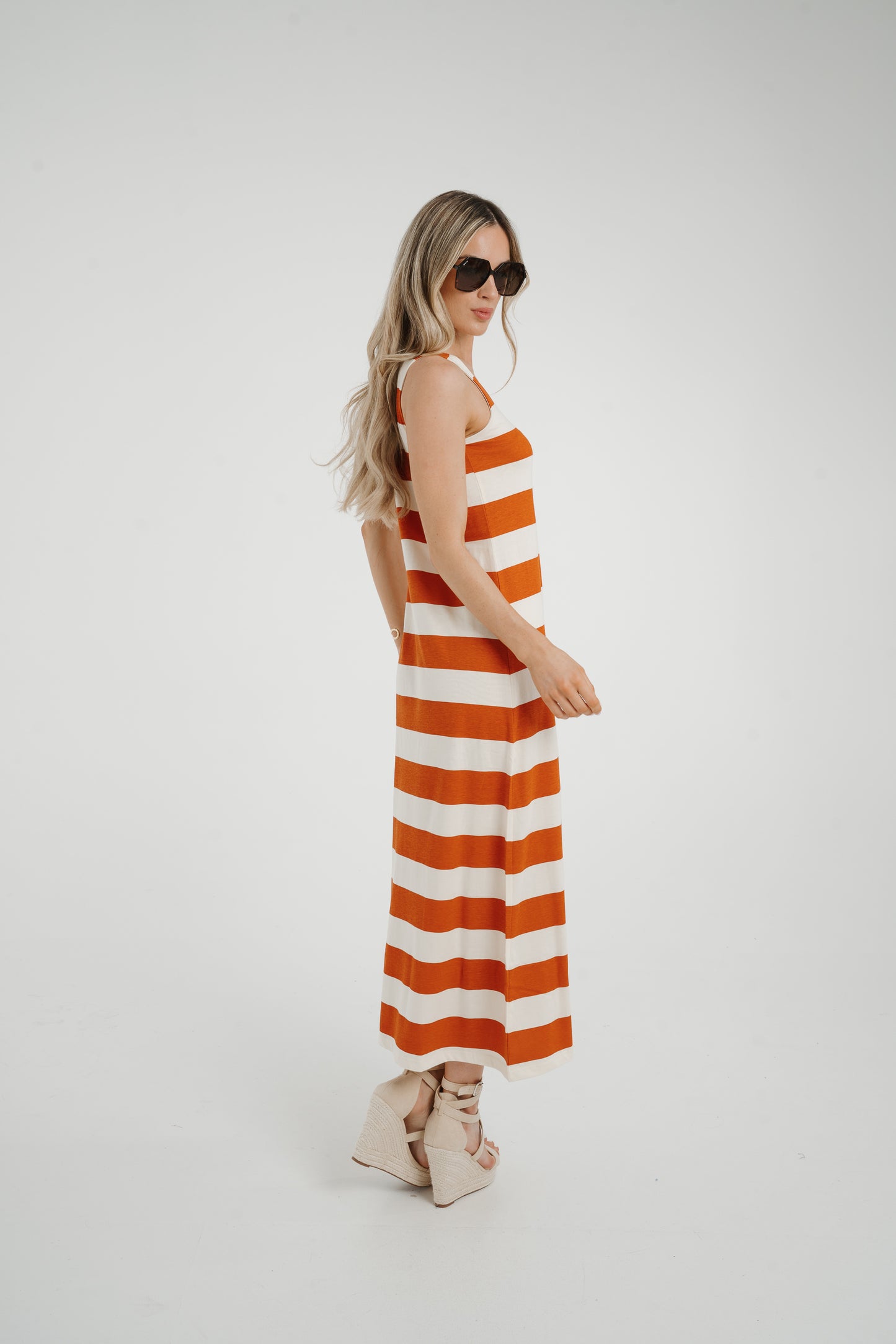 Frankie Stripe Sun Dress In Orange Mix