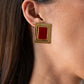Olive Rectangle Earring In Red