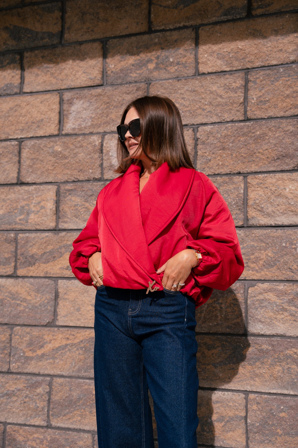 Love Laura Statement Collar Jacket In Red