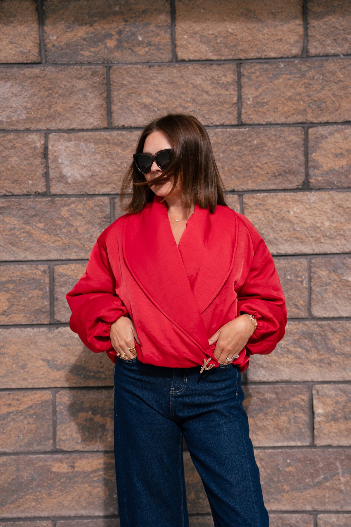 Love Laura Statement Collar Jacket In Red