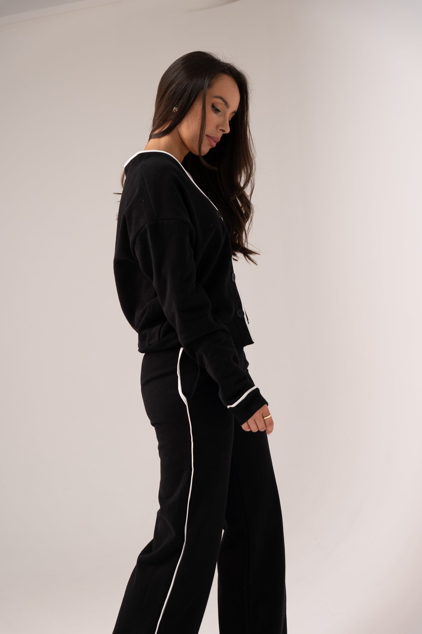 Love Laura White Trim Jacket In Black