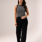 Ally Stripe Vest Top In Black