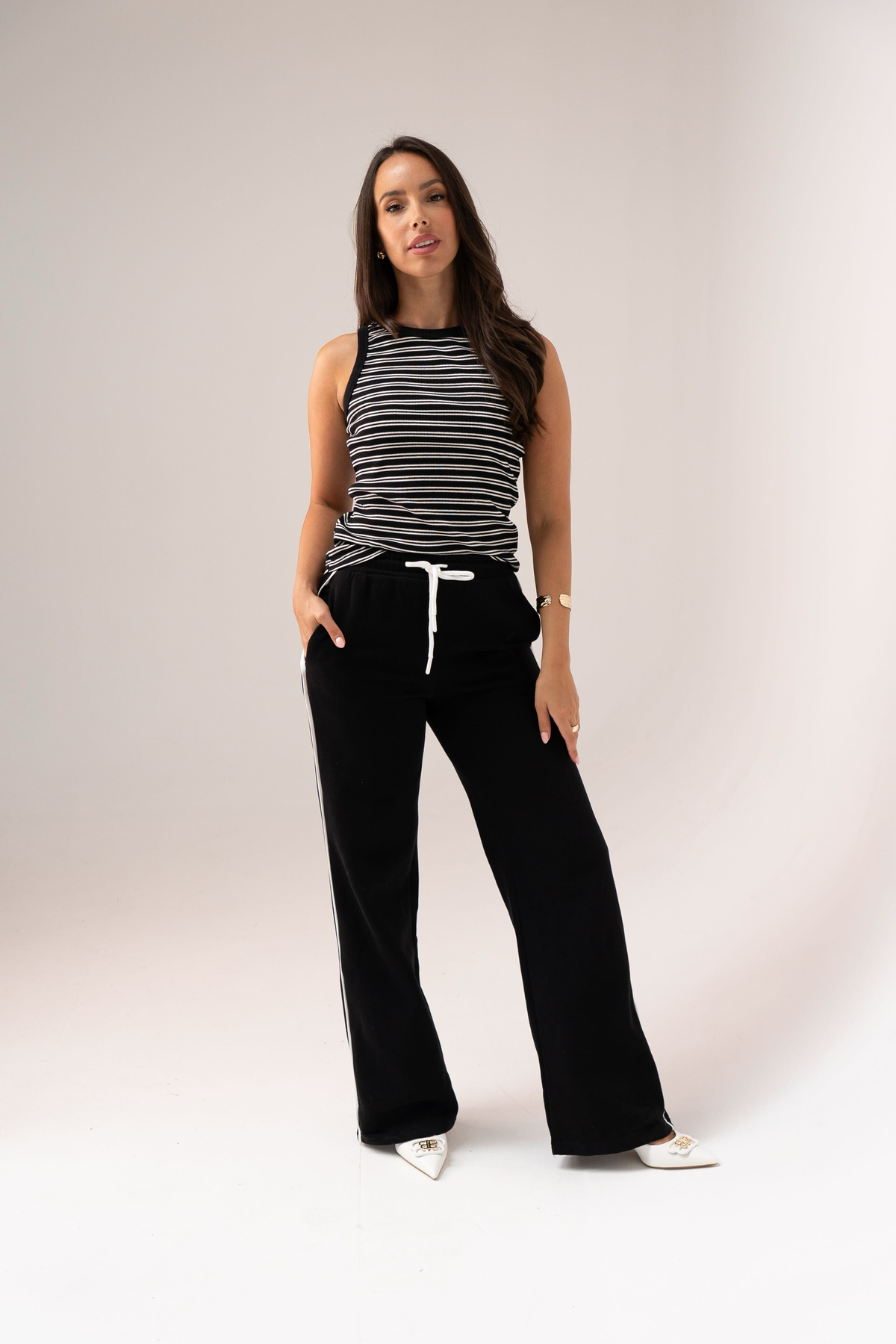 Ally Stripe Vest Top In Black