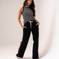 Love Laura White Trim Trousers In Black