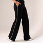 Love Laura White Trim Trousers In Black